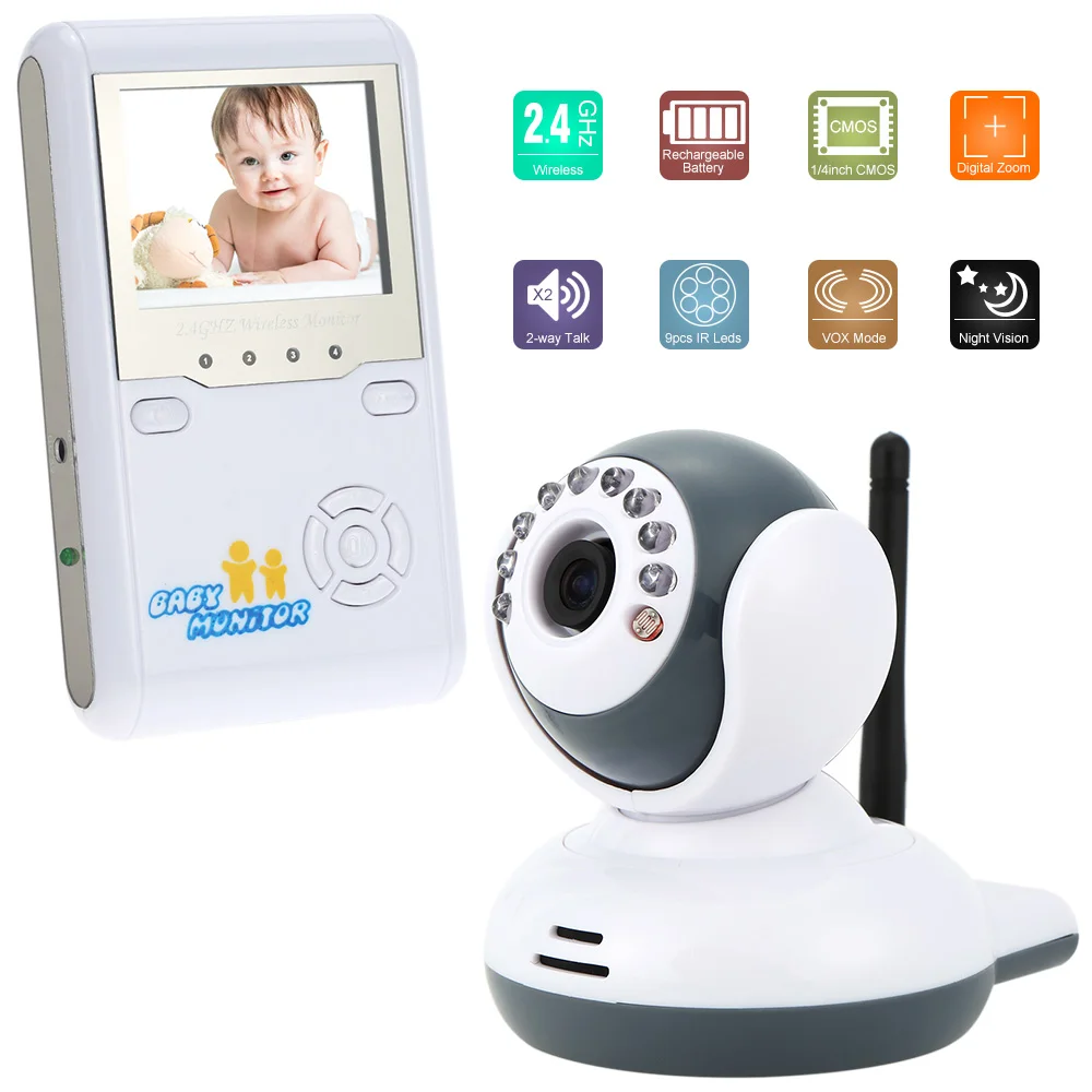 bilder für 2,4 inch Farbe Video Wireless Baby Monitor Plug & 2-wege-gespräch Nachtsicht Digital-Zoom Baby Home Security 2,4 GHz bilder für 2,4 inch Farbe Video Wireless Baby Monitor Plug & 2-wege-gespräch Nachtsicht Digital-Zoom Baby Home Security 2,4 GHz
