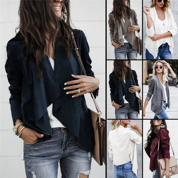 

Hot Fashion Women Slim Casual Blazer Jacket Top Outwear Ruched Long Sleeve Career Formal Short Coat