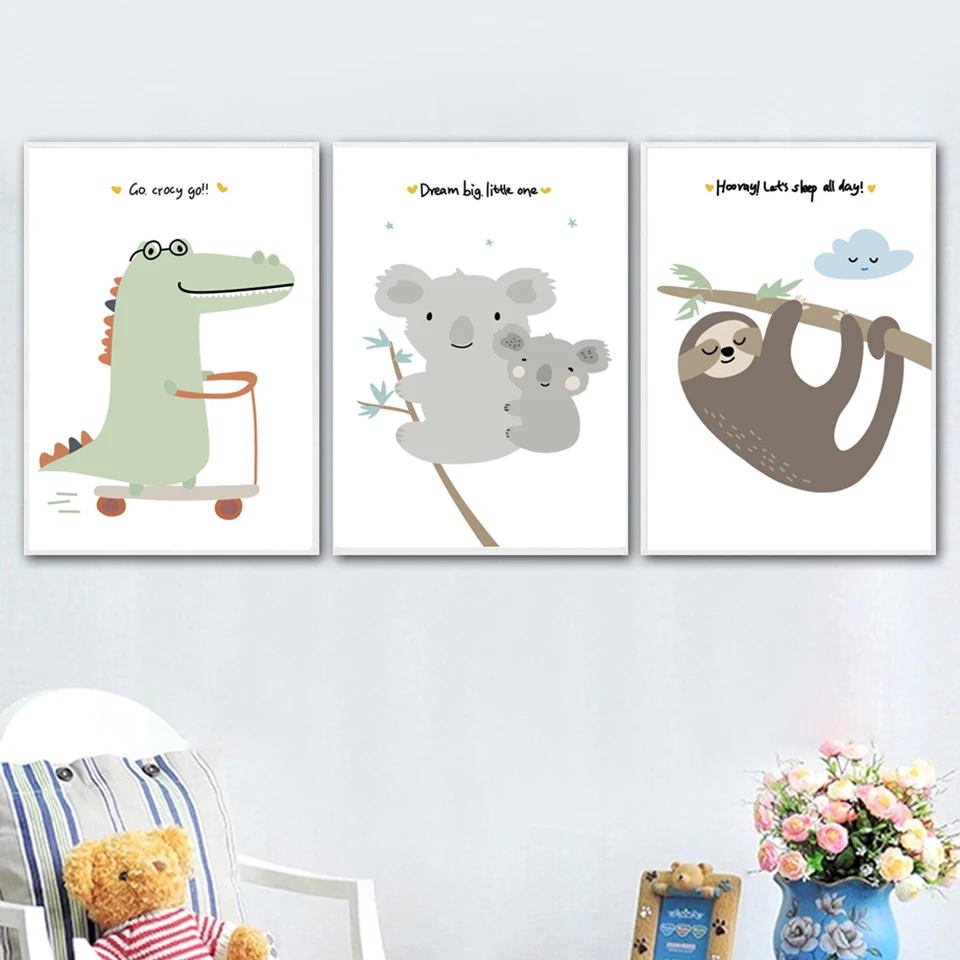 Crocodile-Sloth-Koala-Cartoon-Animal-Print-Wall-Art-Canvas-Painting-Nordic-Posters-And-Prints-Wall-Pictures (1)