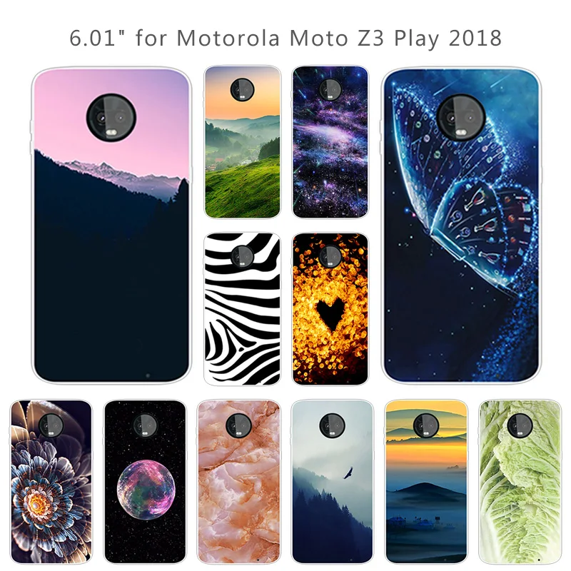 Silicon Cover for Motorola Moto Z3 Play 2018 Soft TPU Clear Scenic Eagle Phone Cases 6.01&quot Protector Shell |