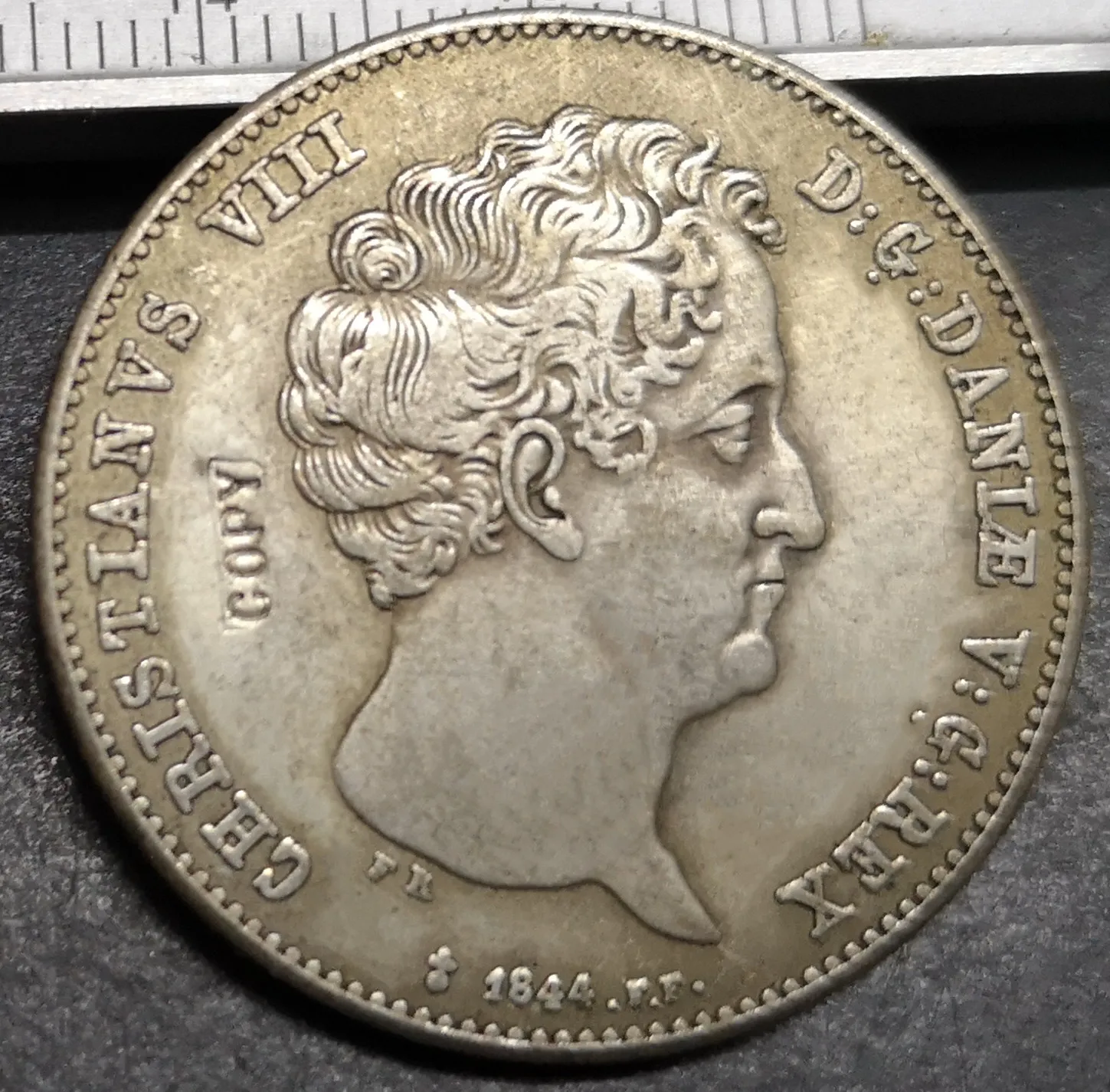 1844 ДАНИЯ 1 Rigsbankdaler/30 шиллинг courant-Christian VIII Silver Имитация монеты