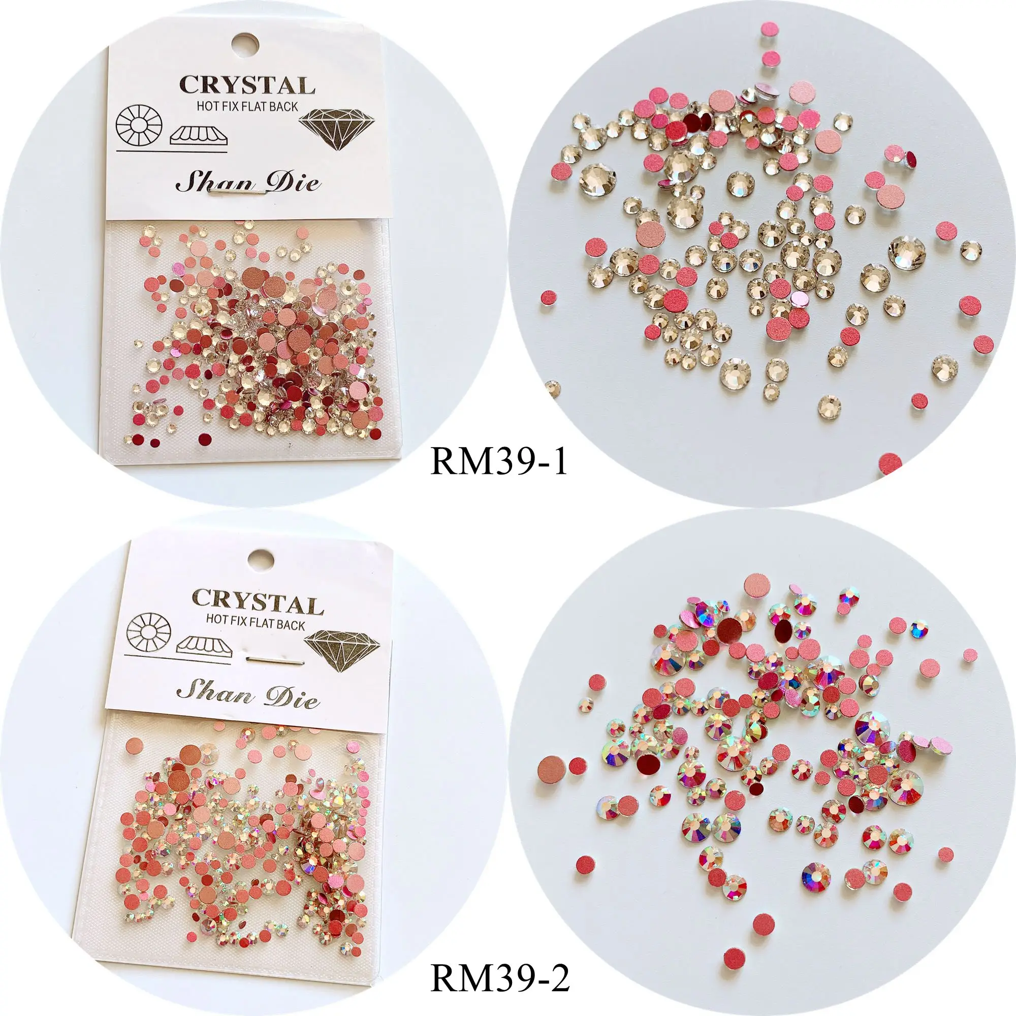 

1bag Nail Art Pink-Back Shinny Rhinestone Flat-back Mix Size Rhinestone in Bag RM39