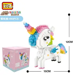 LOZ алмазные блоки Rainbow Unicorn аниме фигурку мультфильм красочные Животные Образовательные Кирпичи игрушки для детей DIY 9204