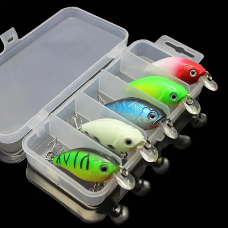 

5pcs/set Minnow Fishing Lure 7.5cm 7g Crankbait Simulation Bait Fishing Gear Hard Crank Bait with Fishing Tackle Box