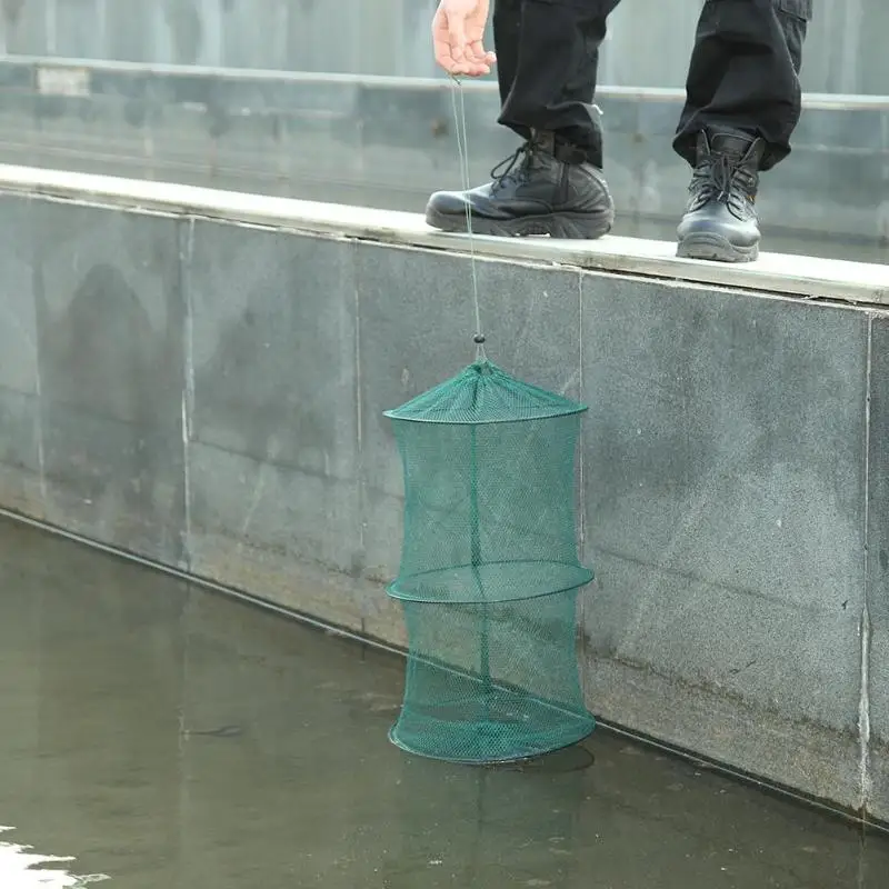

Portable Nylon Fishing Net Fish Shrimp Mesh Cage Net Fishing Landing Net Green Fish Basket Foldable Fishnet Tackle