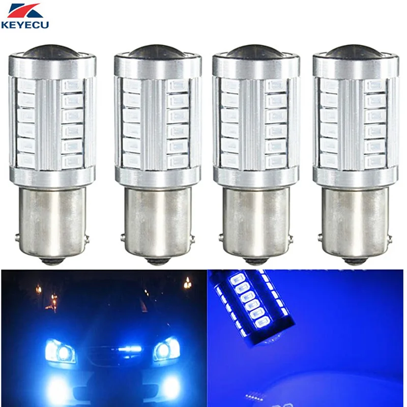 KEYECU 4x1156 1157 12 В 5630 33 SMD 1200 люкс 6500K сверхъяркий синий светодиодный сигнал поворота