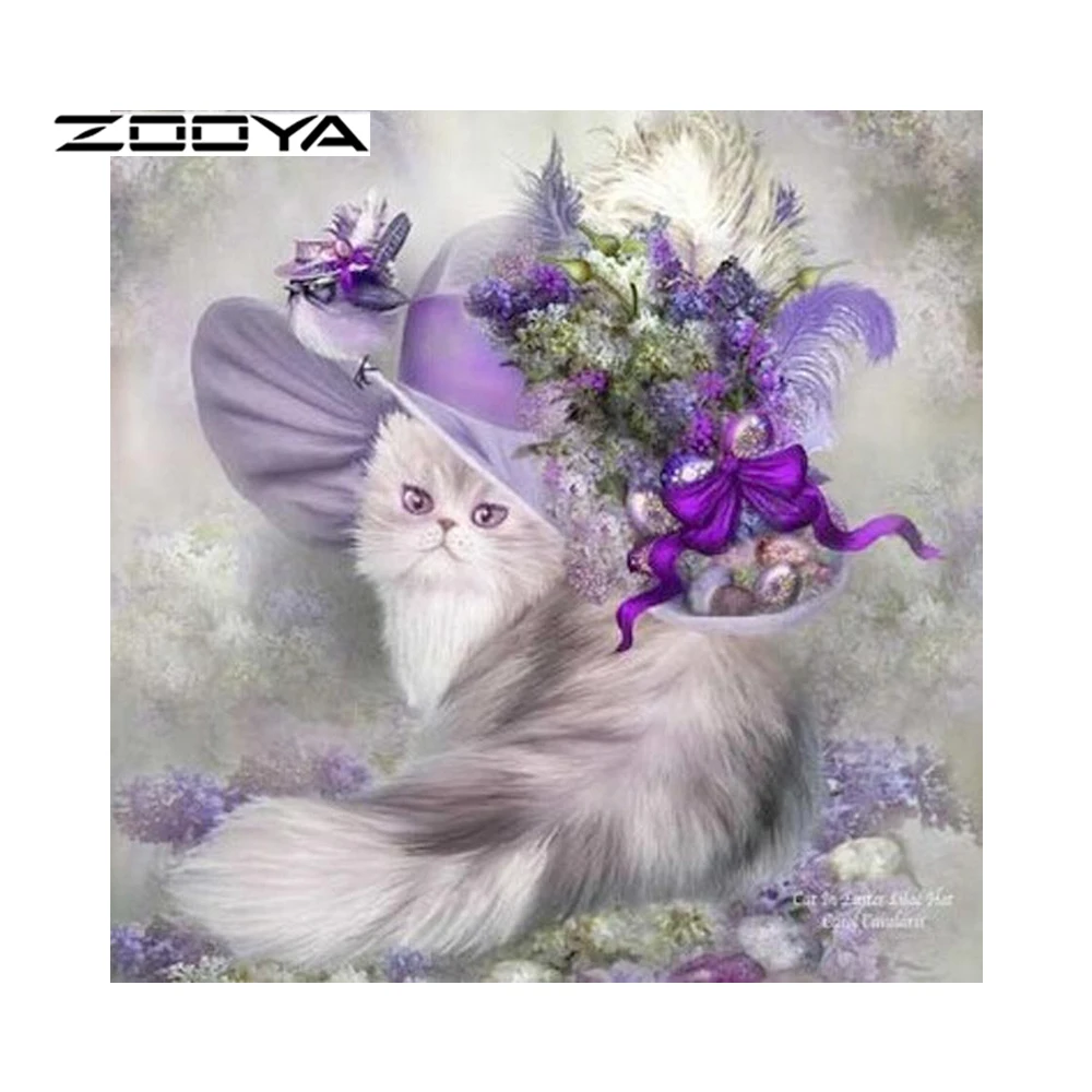 ZOOYA алмазов картина с изображением животных котов DIY рукоделие Алмазная мозаика