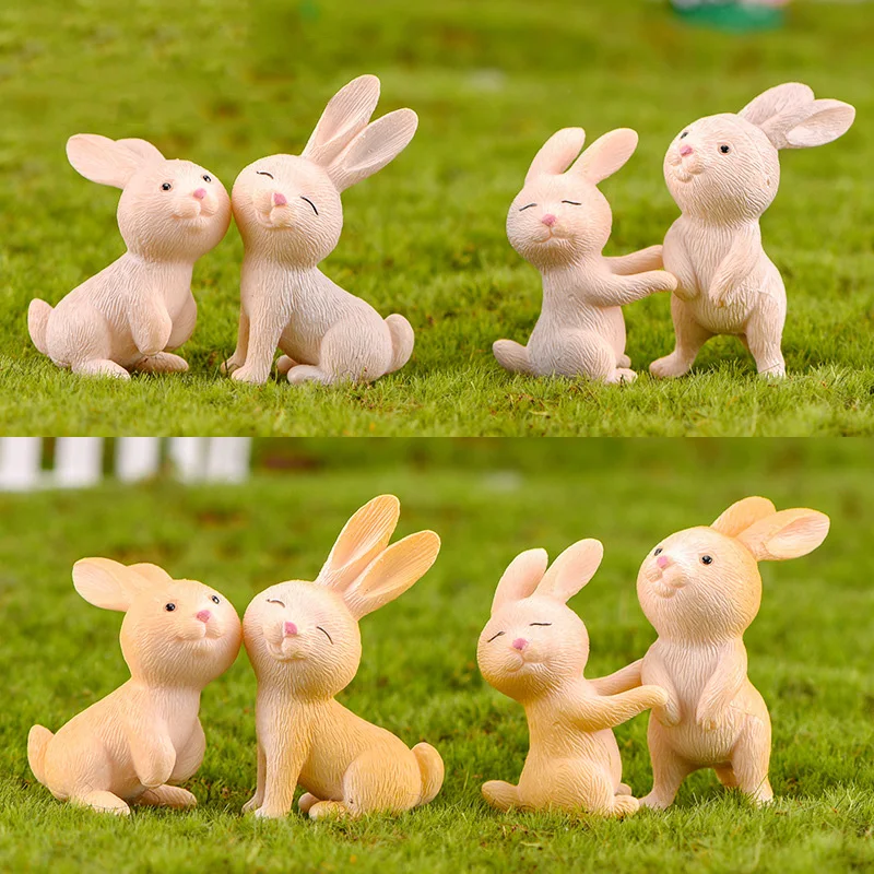 

7Pcs/Set Kawaii Micro Rabbit Miniatures Mini Animal Crafts PVC Model Hare Figurine Ornament Fairy Garden Decoration