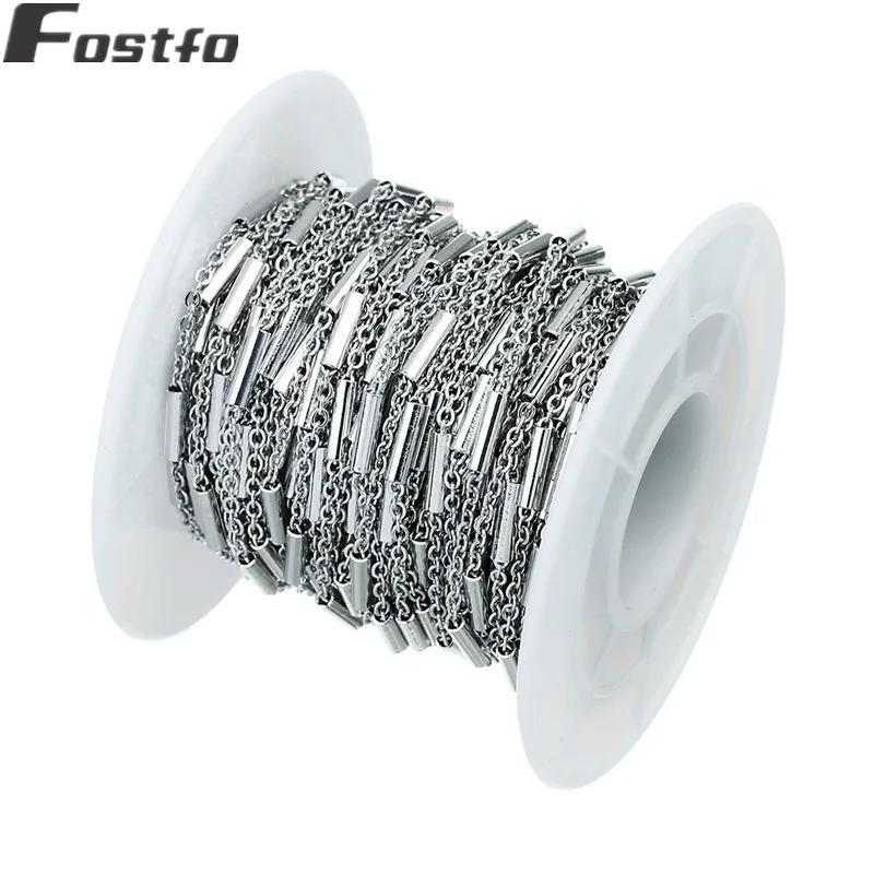 

Fostfo 10 Yard/roll Stainless Steel Chains Silver Color Necklace Long Chains For DIY Jewelry Making Necklace Accessories