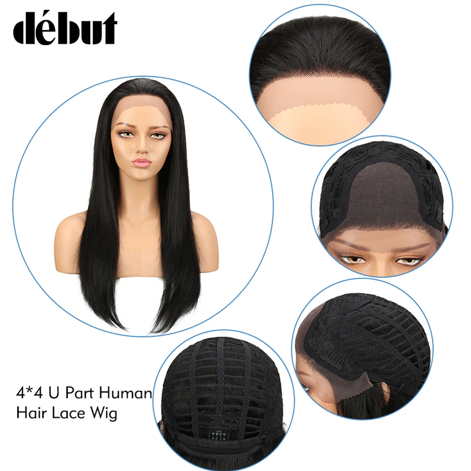 Debut Wig Human Hair Lace Front Human Hair Wigs Brazilian Straight Remy Wigs For Black Women 4*4 U Part 26 Inch Long Wig -