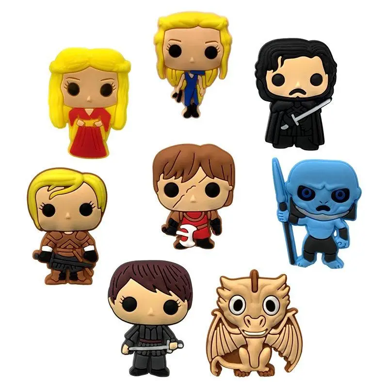 

Single Sale 1pc game of thrones PVC Shoe Charms,Shoe Buckles Accessories Fit Bands Bracelets Croc JIBZ,Kids Party X-mas Gifts