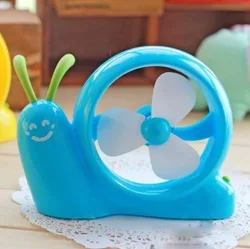 

Desk set Decoration Blue Snail Fan Large Wind Mini Portable USB Battery Dual as a Gift for Kids