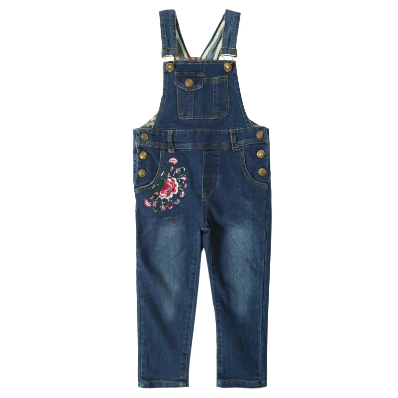 

Baby girl denim overall Korean Style flowers embroidered girls Jumpsuits overol jeans for girl baby girl clothes 2018