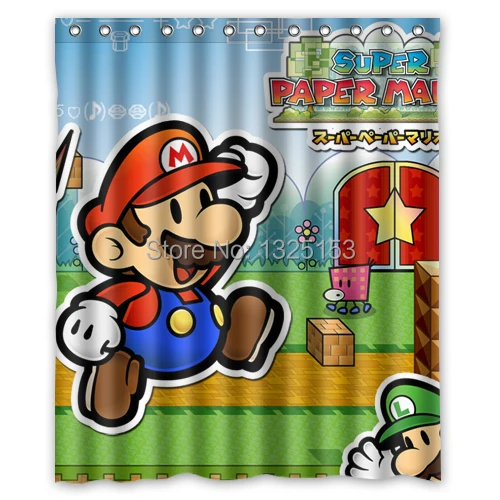 custom New Super Paper Mario bathroom curtains high quality shower curtain 60x72 Inch | Дом и сад