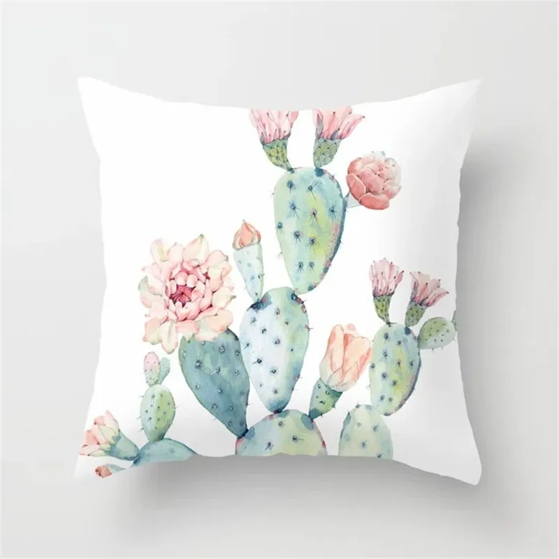 Succulent Plants Cushion Cover Cactus Series Green Plant Printed Pillowcase Multicapacity Process Throw Pillow Covers Decorative