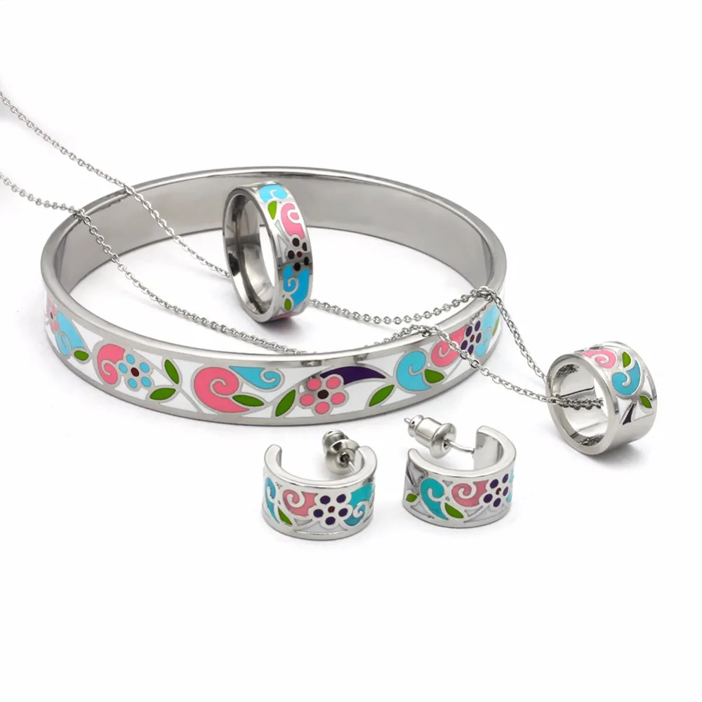Enamel Jewelry Stainless Steel Dubai Jewelry Set Esmaltes Jewellery