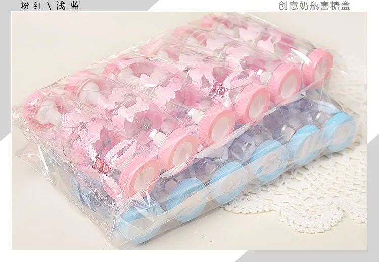 

Baby Shower Gift Box Bottle Blue Boy Pink Girl Baptism Christening Brithday Party Favors Gift Favors Candy Box Bottle