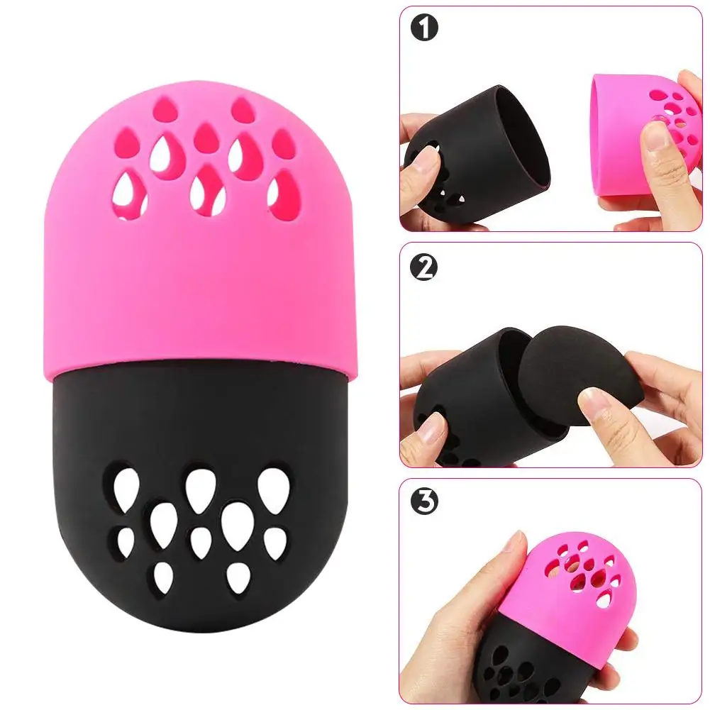 

Capsule Shaped Puff Storage Box Beauty Sponge Travel Case Creative Makeup Sponge Holder Carrying Case Silicone Puff Storage Case