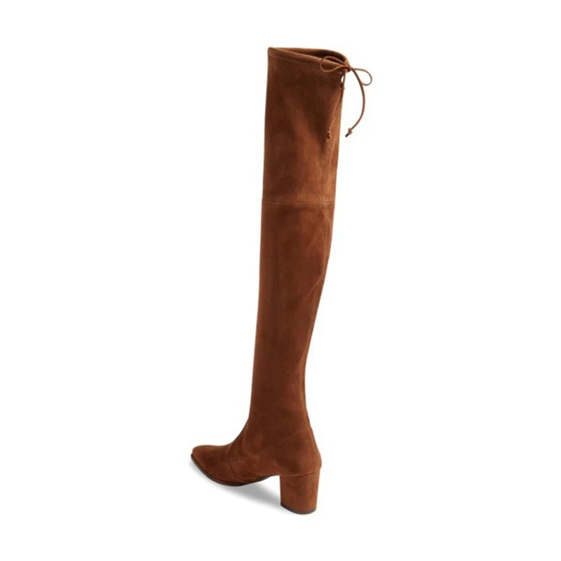 Fsj01 Fsj Sobre Tacón Botas Zapatos fsj04 Elástico Tamaño Vestido Punta Estrecha Chunky Largo Casual Grande La Negro fsj02 Suede Rodilla Alto fsj03 Mujer qvw4HxU