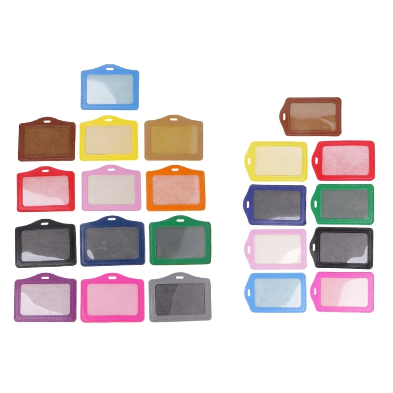 

Vertical ID Badge Holder 2 layers PU Leather With 1 ID Window And 1 Card Slot