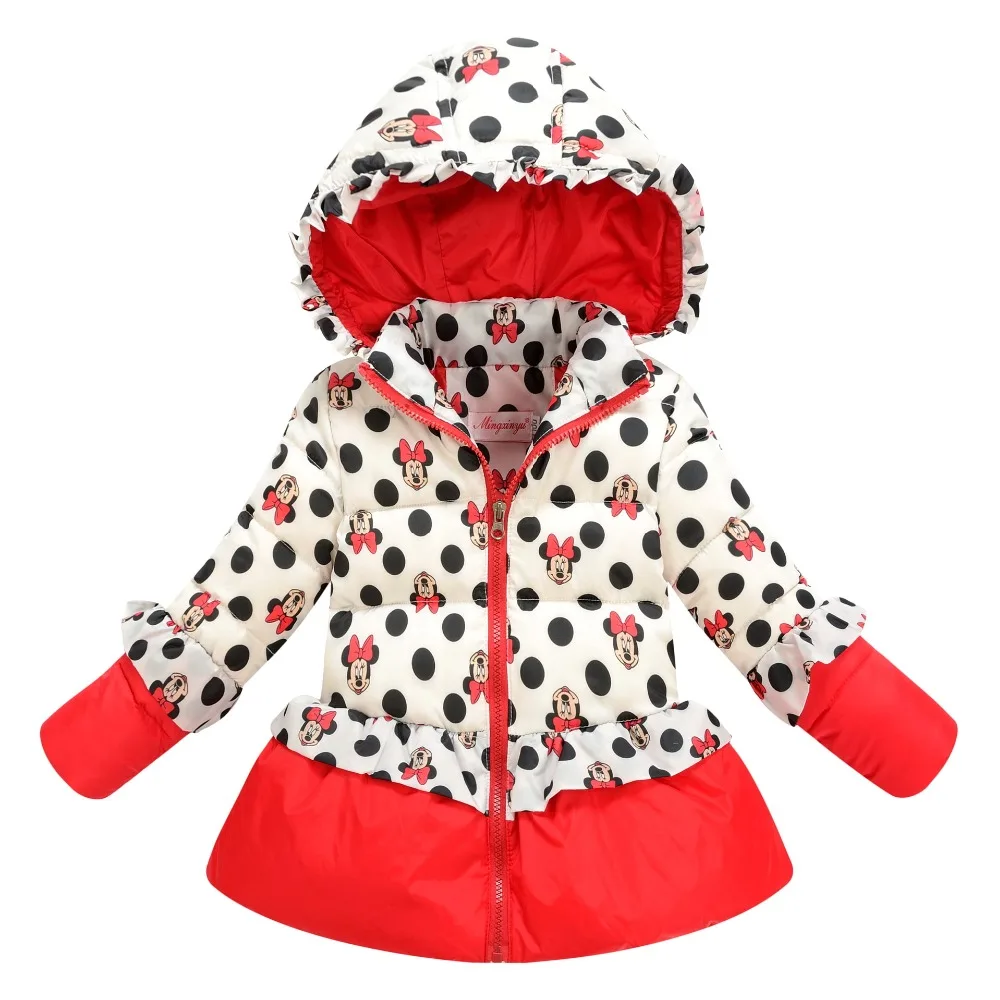 

2016 Winter Coat Hot Girl Child Hood Sweet Peas With Eiderdown Outerwear Child Girl Warm Smock Fashion Cartoon Baby Clothes