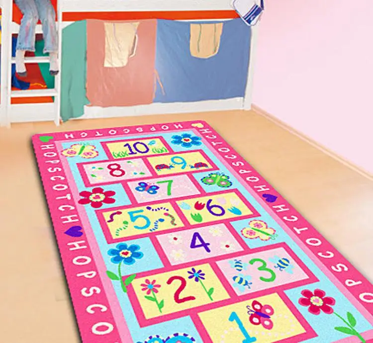 Детский розовый коврик для ползания девочек в стиле Hopscotch детской комнаты с