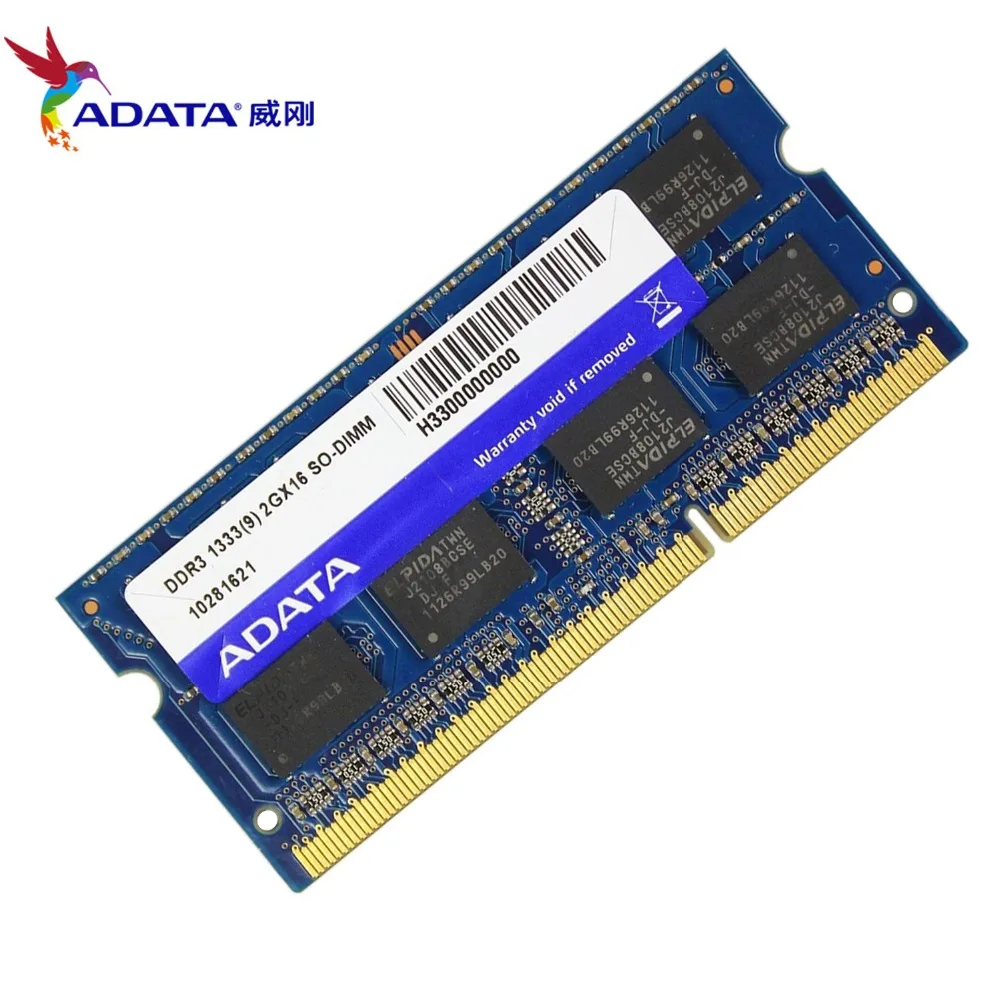 AData памяти ноутбука DDR3L 2 ГБ 2 г 1333 МГц 2RX8 PC3-10600U DDR3 Тетрадь Оперативная память SO-DIMM 1600 12800 2G 204-PIN