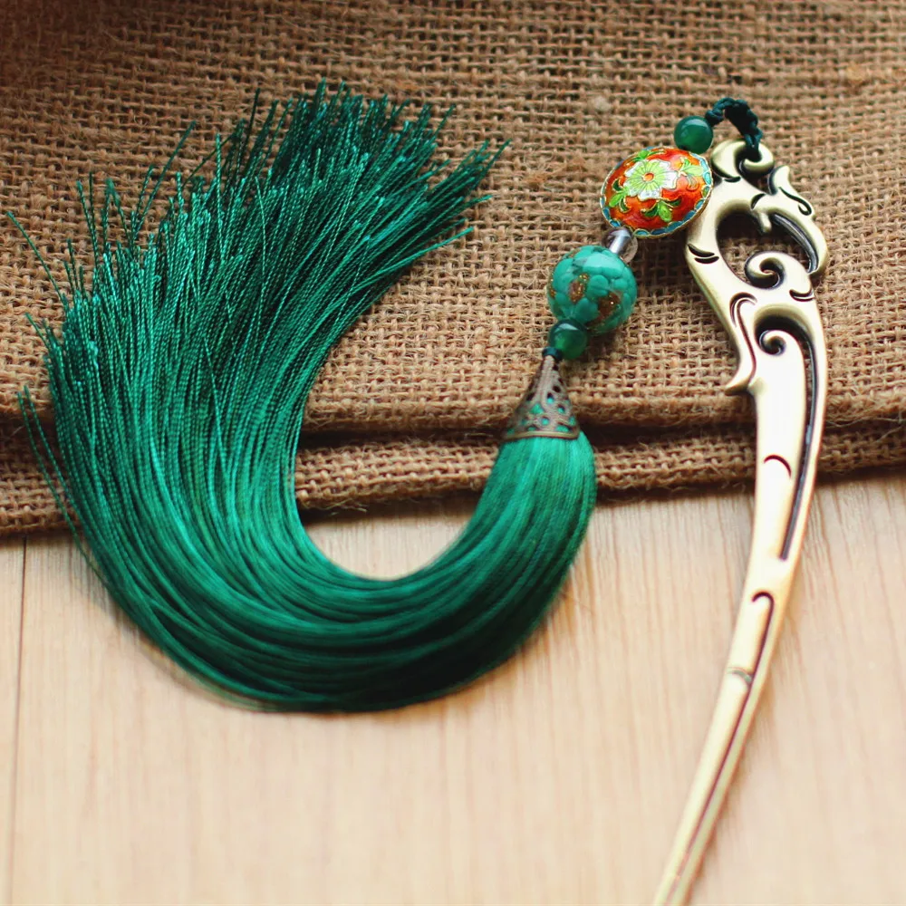 1 шт. Закладка перегородчатая глазурь Китайский стильный металлический Феникс кисточкой Подарочная Закладка