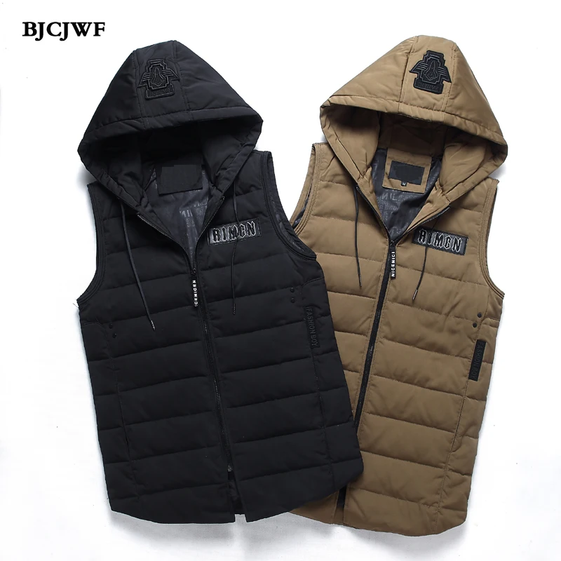 

BJCJWF New vest women Autumn & winter white duck down coat Sleeveless Hooded Fashion outerwear Plus size 5XL Female Waistcoat
