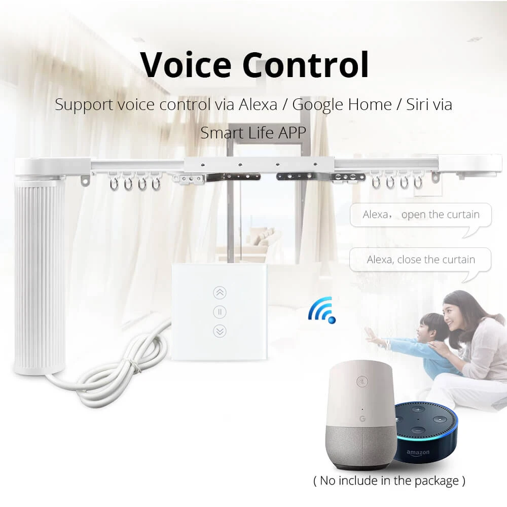  Zemismart Electric Curtain Motor with Rail Smart Home Tuya Smart Life APP Alexa Echo Google Home Co - 33015776282