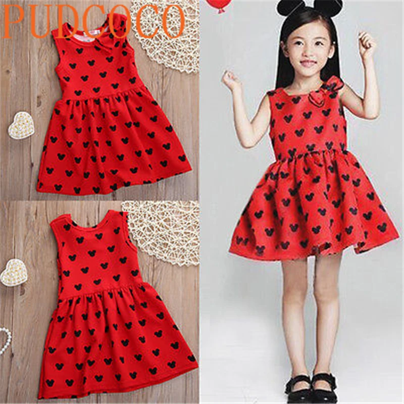 

kids casual cotton casual clothing princess girls dresses baby girl summer dress children res Minnie Mouse sleeveless clothes