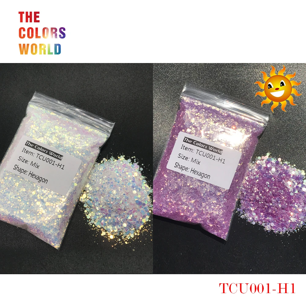 TCT 240 UV Glitter Ultraviolet Light Hexagon Shape Mix Size Nail