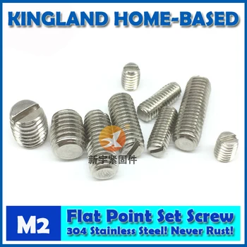 

50 Pcs M2 DIN551 Slotted Flat Head Set Machine Screws With Flat Point 304 Stainless Steel DIY Repair Fastening Screw