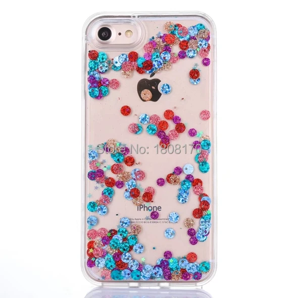 Bling динамический жидкий Стар Блёстки чехол для iPhone 6 S 7 Plus i7 i6 I6S Мода Плывун Жесткий PC+ ТПУ сотовый телефон Обложка 100 шт