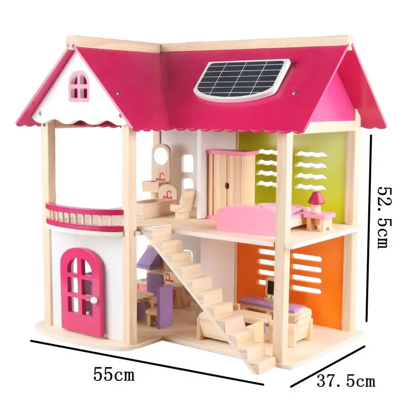wooden dolls house pink