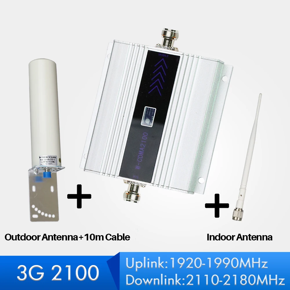 

3G Repeater W-CDMA 2100MHz Cell Phone Signal Booster UMTS Mobile Phone Signal 3G Amplifier with antenna LCD Display for home use