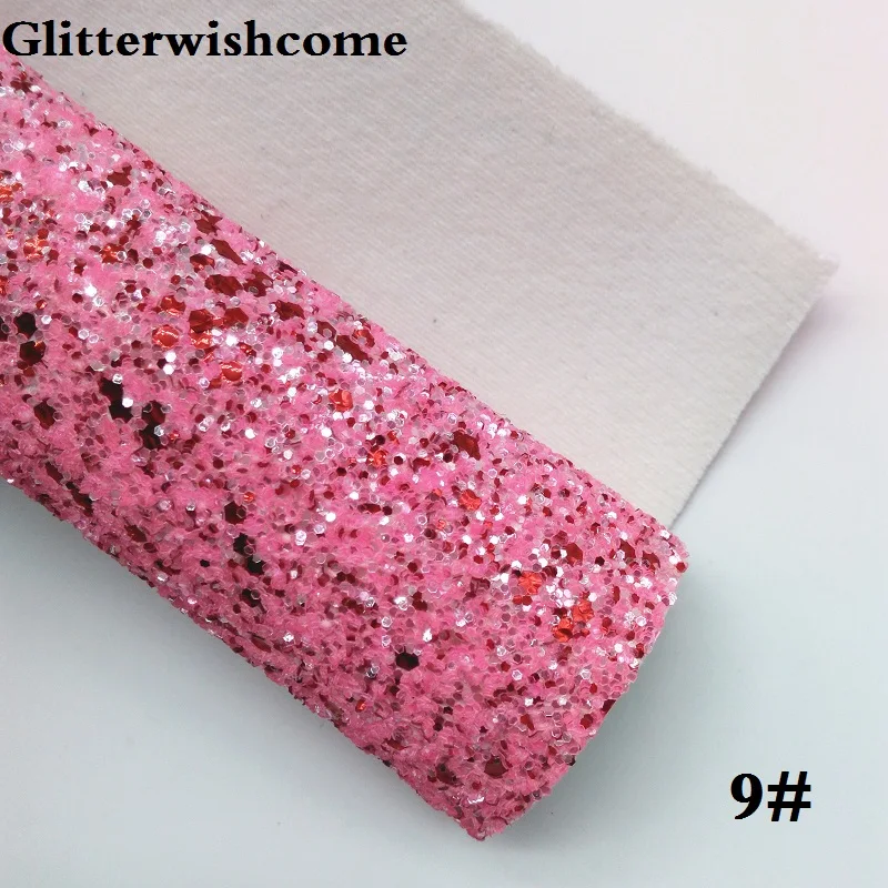 Glitterwishcome 30X134 см мини-рулон синтетическая кожа, массивная блестящая кожа с эластичной подложкой кожаные листы для бантов, GM058 - Цвет: 9