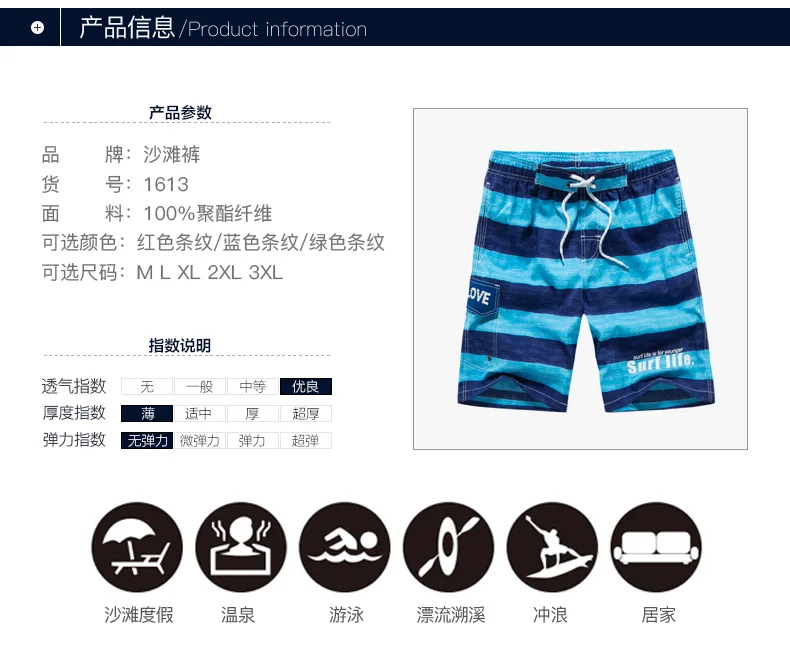 Maillot de bain homme бордшорты для Для мужчин большие размеры купальники полоса быстросохнущие шорты Для мужчин модные Повседневное Пляжные шорты 1613