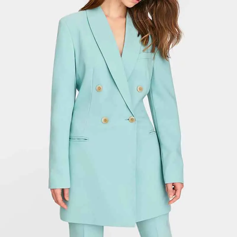 Klacwaya elegant women blazer suit office ladies fashion blazers notched collar jackets girls casual Solid color suits