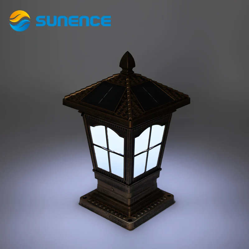 Sunence Solar Light Waterproof Outdoor Earth Lighting Pole Caplights Global Wall Ball Lamp Post Aluminum Column Lamps