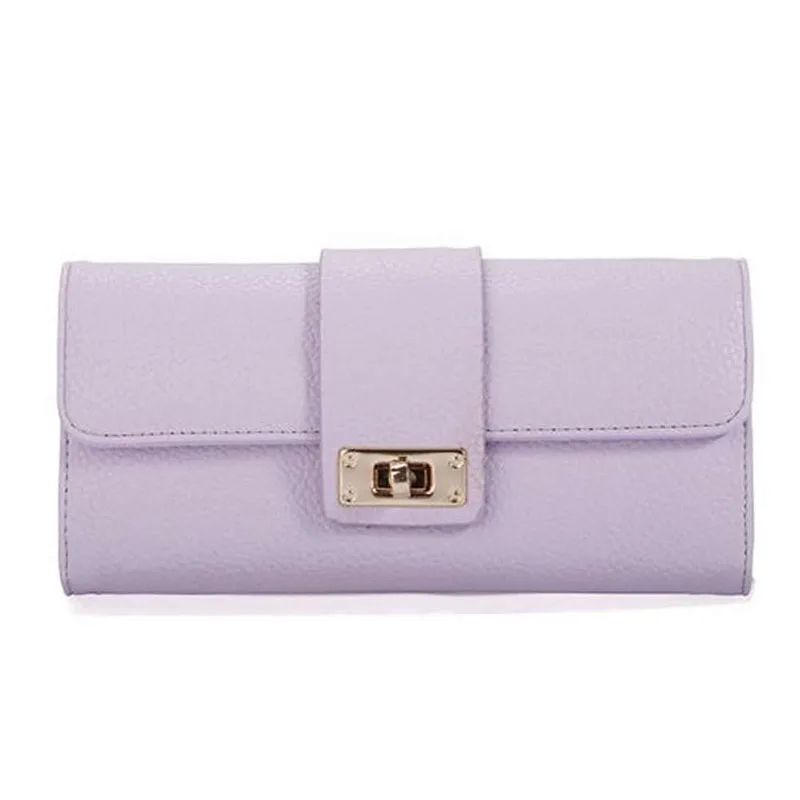 Новое поступление, 1 шт., женский кожаный двойной кошелек, клатч, держатель для карт, кошелек, Дамская длинная сумочка - Цвет: Фиолетовый