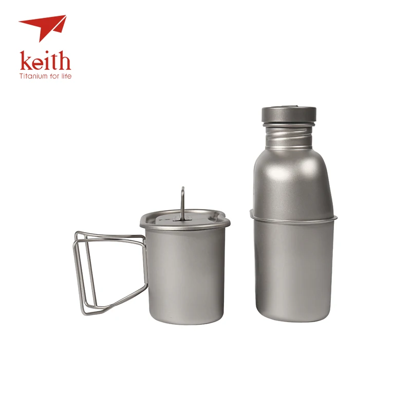 Спортивный чайник Keith Titanium 1100 мл и титановый Ланч бокс 700 туристические армейские