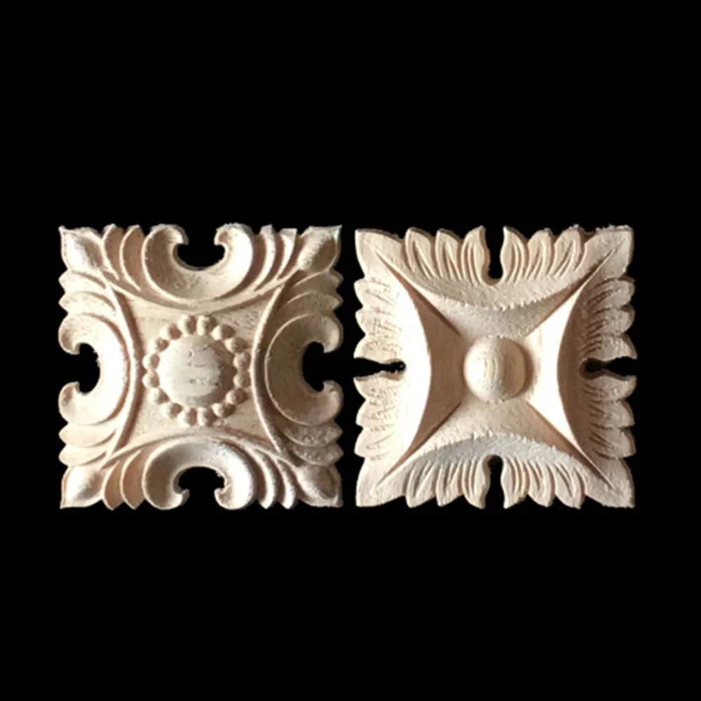 Buy 14.5*14.5CM Carved Wood Appliques for Furniture