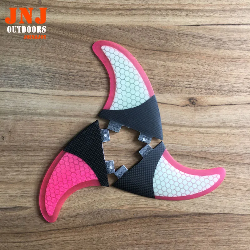 

Factory price pink honeycomb surfboard FCS G5 fins with half carbon fins
