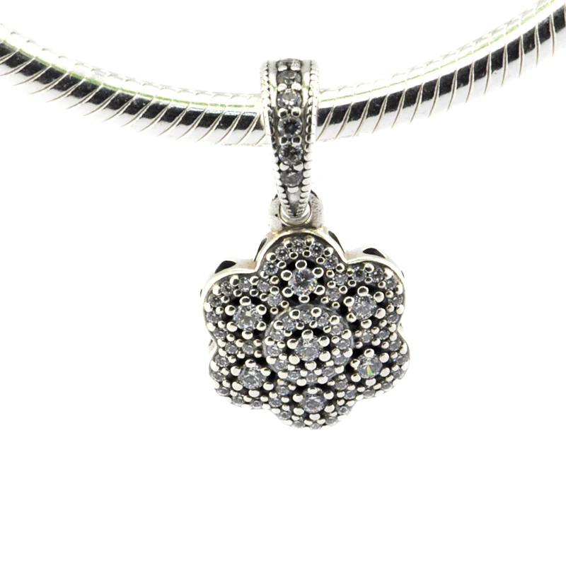 

Crystallised Floral Pendant Flower-Shaped Pendant Bead Fit Brand Bracelet Charms Sterling-Silver-Jewelry Beads DIY Wholesale