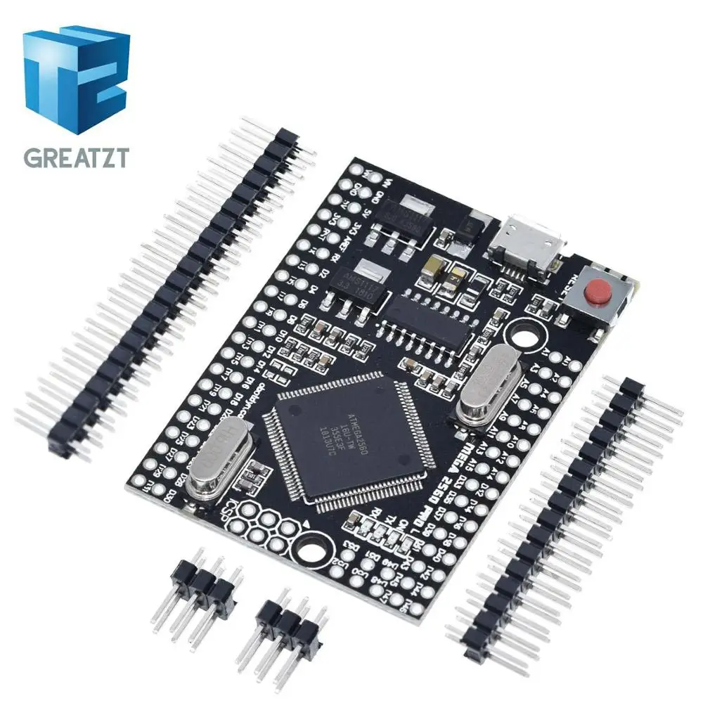 GREATZT Mega 2560 PRO MINI 5V (встроенный) CH340G ATmega2560 16AU с штыревыми разъемами совместимыми arduino