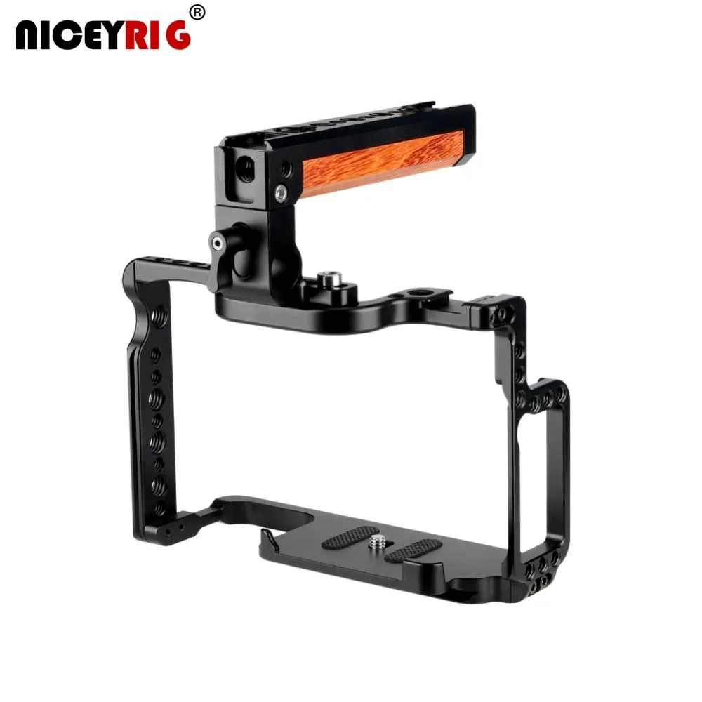 

NICEYRIG Camera Cage for Canon EOS 5D Mark II III IV DSLR Camera Cage for Canon 5Ds 5D Mark IV III II Wooden Top Handle Rig