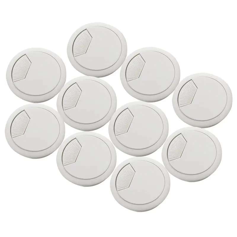 

10 Pcs Home Office Desk Table Computer 60mm Cable Cord Grommet Hole Gray