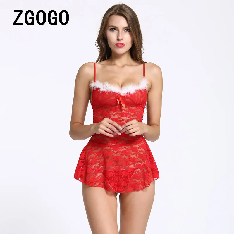 

sexy lingerie women Perspective lingerie Christmas cosplay dress red lace sexy pajama sets sexy costumes Exotic Apparel slips