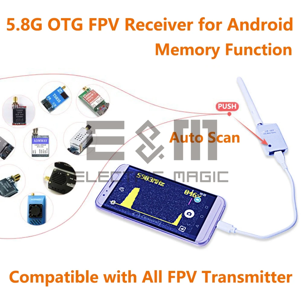 

5.8G Pocket FPV Receiver UVC Video Downlink OTG VR Android Phone PC Micro USB 150CH AMP Pix fishDrone GCS Collection Card